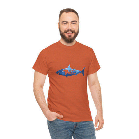 Scuba Diver & Shark Unisex Heavy Cotton Tee