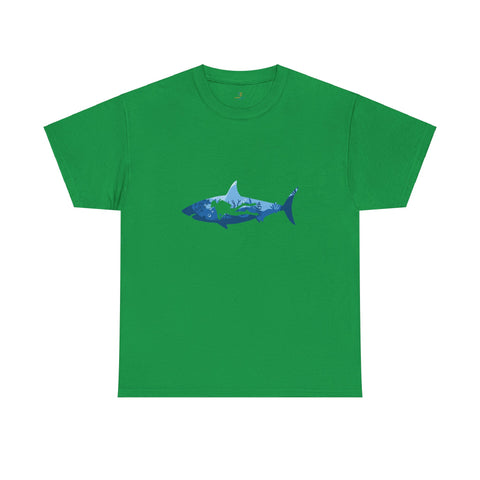 Scuba Diver & Shark Unisex Heavy Cotton Tee