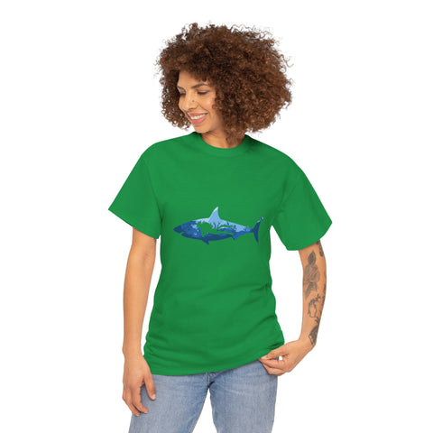 Scuba Diver & Shark Unisex Heavy Cotton Tee