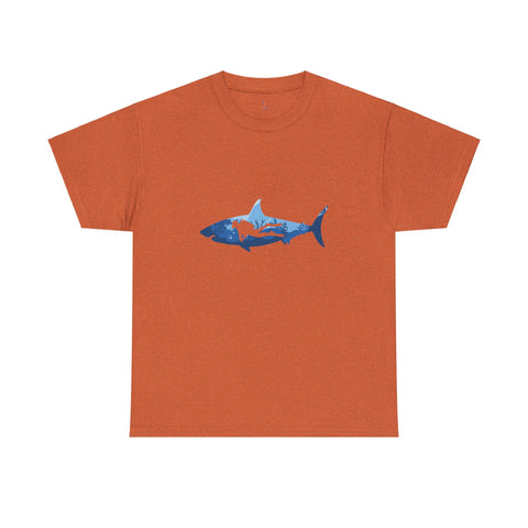 Scuba Diver & Shark Unisex Heavy Cotton Tee